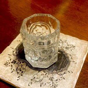 FINAL $ Coronet Vintage Grape & Vine pressed glass toothpick holder 1ea